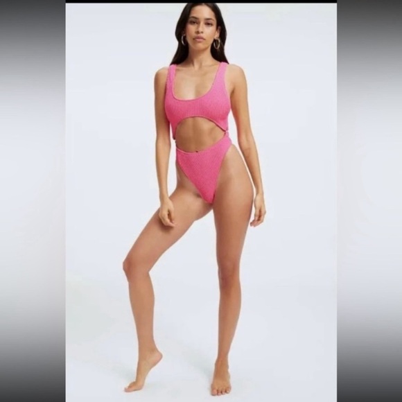 New! Good American always fits monokini hot neon pink nwot 24504 - Picture 2 of 7